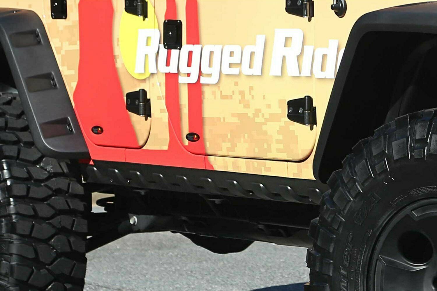 Rugged Ridge Black Body Armor Rocker Guards For Jeep Wrangler JK, 4 Door 2007-18