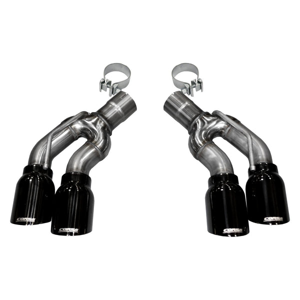 Corsa 304 SS Round Angle Cut Dual Black PVD Exhaust For Cadillac 16-19 14359BLK