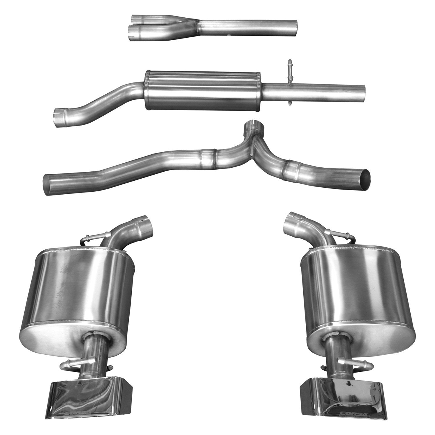 Corsa 304 SS Cat-Back Exhaust System w/Dual Rear Exit For Challenger 11-14 14472