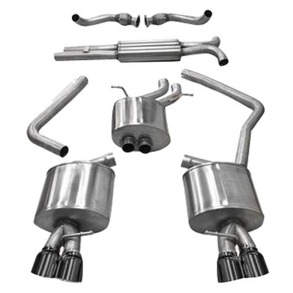 Corsa 304 SS Cat-Back Exhaust System Quad Rear Exit For Audi S4 10-14 14543BLK