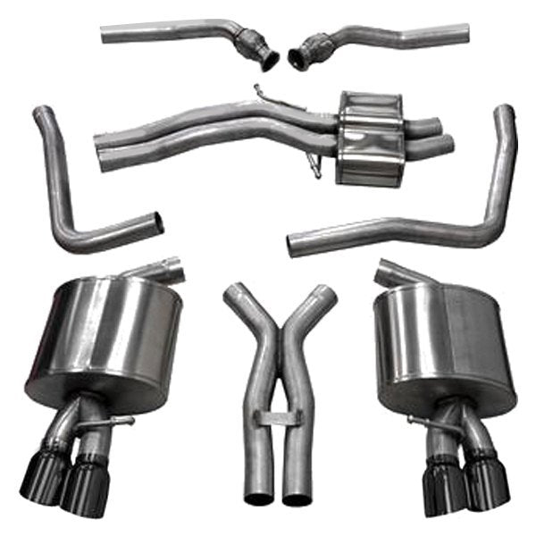 Corsa 304 SS Cat-Back Exhaust System Quad Rear Exit For Audi S5 08-14 14544BLK