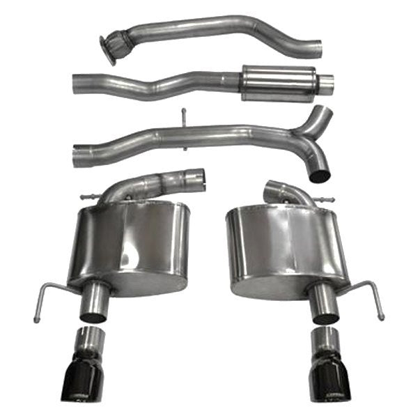 Corsa 304 SS Cat-Back Exhaust System with Split Rear Exit For ATS 13-19 14888BLK