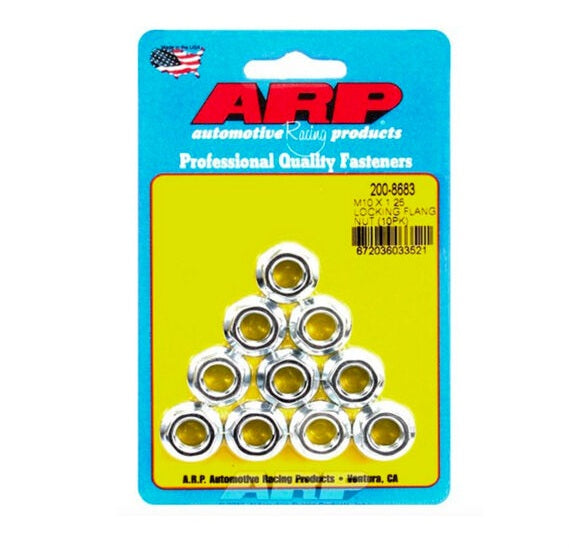 ARP M10 X 1.25 Locking Flange Nut Kit (Set of 10) - 200-8683