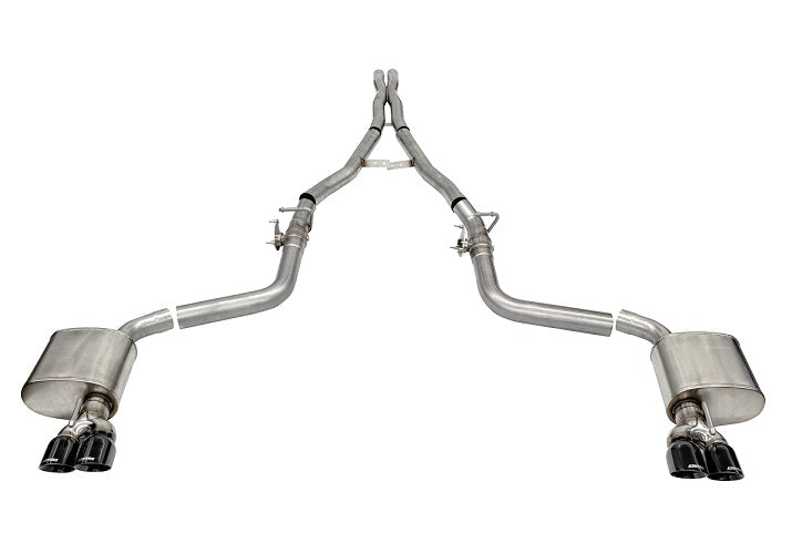 Corsa Valved Cat-Back Exhaust System QuadRear Exit For Challenger 15-21 21070BLK