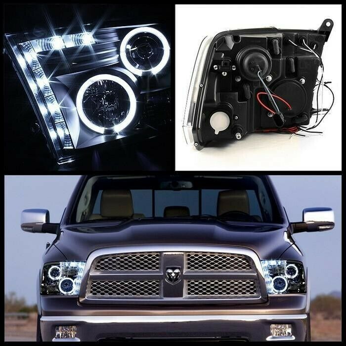 Spyder Auto Halo LED Chrome Smoked Projector Head Lights for 11-16 Ram - 5010056