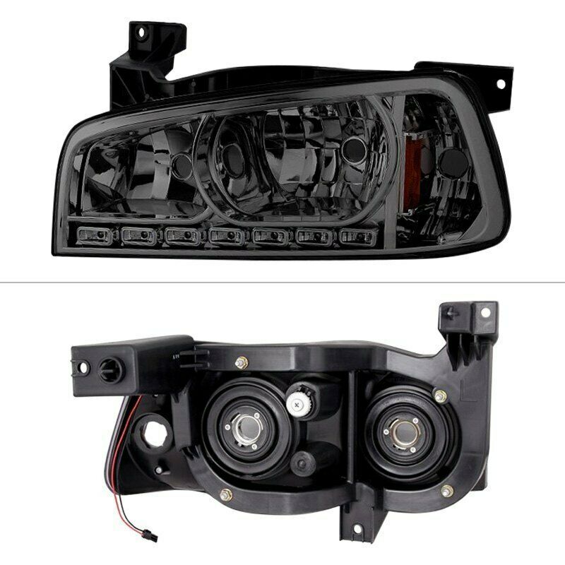 Spyder LED Crystal Euro Smoked Head Lights for 2006-2010 Dodge Charger - 5017642