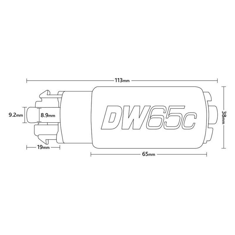DeatschWerks DW65C 265lph Compact Universal Fuel Fump w/ Mounting Clips - 9-652