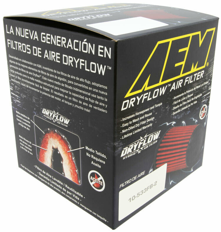 AEM DryFlow Conical Air Filter 5.5" Base OD /4.75" Top OD /5" Height - 21-2011DK