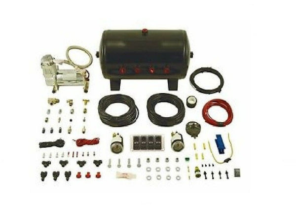 Air Lift 4-Way Manual Control System 100% Duty 1/4in Line 4 Gal. Tank.