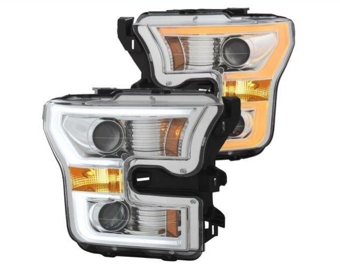 Anzo For 15-17 FORD F-150 Projector Plank Style Switchback Headlights Chrome