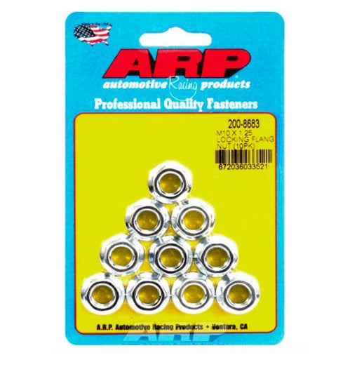 ARP M10 X 1.25 Locking Flange Nut Kit (Set of 10) - 200-8683