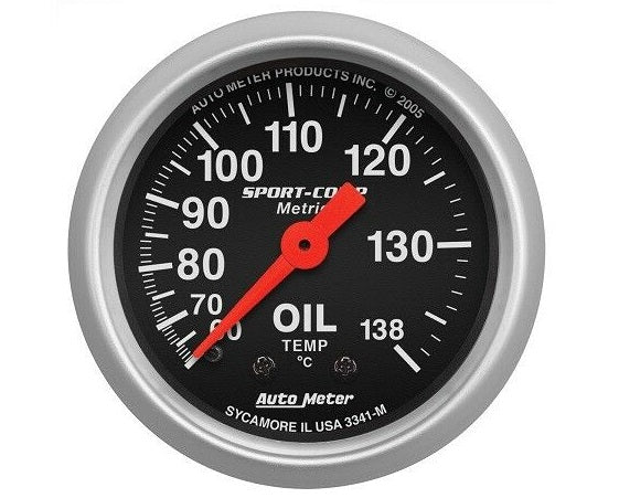 AutoMeter Sport-Comp Analog Oil Temperature Gauge 60-140 °C - 3341-M