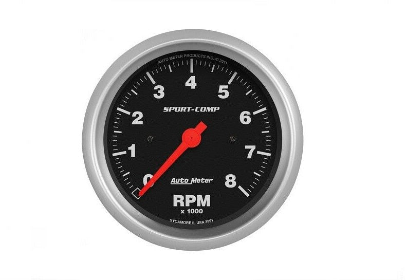 AutoMeter 3-3/8" IN-DASH Sport-Comp Series Tachometer 0-8,000 RPM - 3991
