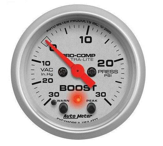 AutoMeter 30 IN HG/30 PSI Ultra-Lite Analog Boost/Vacuum In-Dash Gauge - 4377