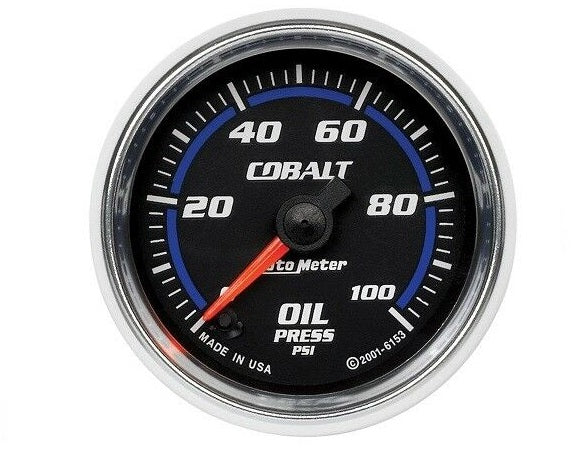 AutoMeter 0-100 PSI Cobalt Oil Pressure Analog Gauge 2-1/16" - 6153