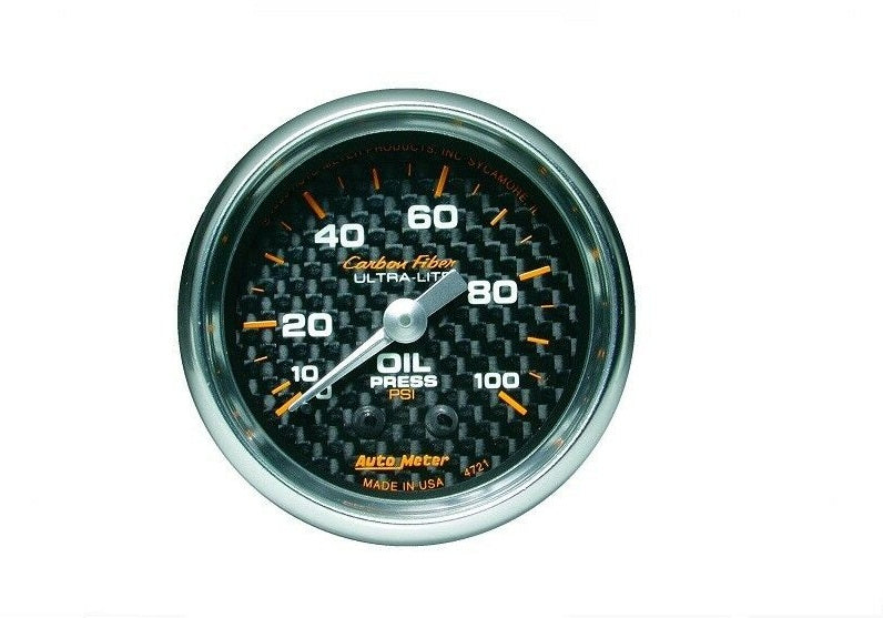 AutoMeter Carbon Fiber Ultra-Lite Analog Oil Pressure Gauge 2-1/16" - 4721