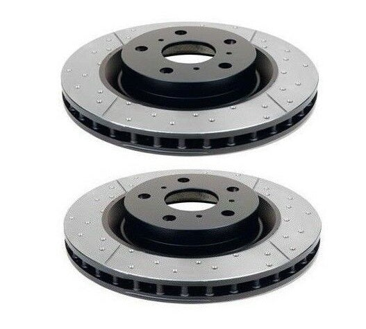 DBA For Mustang 15-16 Drilled & Slotted Street Series Front Rotor Black (Pair)