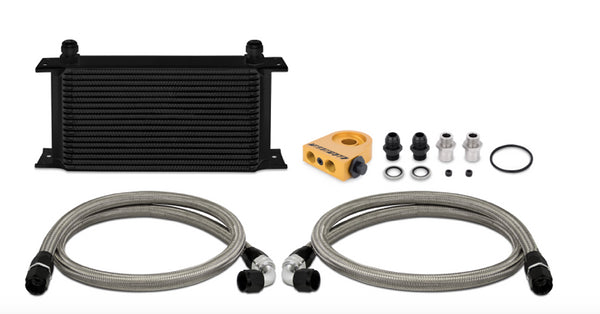 MISHIMOTO Universal Thermostatic 19 Row Oil Cooler Kit, Black | MMOC-ULTBK