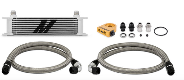 MISHIMOTO Universal Thermostatic 10 Row Oil Cooler Kit, Silver | MMOC-UT