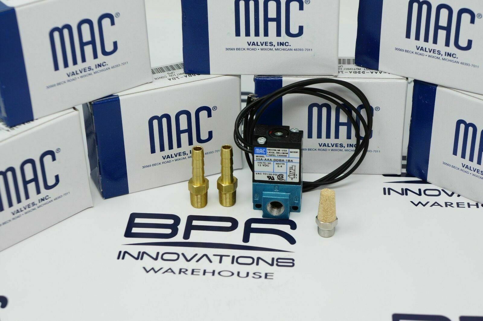 MAC - 3Port 5.4W Electronic Boost Control Solenoid Valve + Brass Fittings Bundle