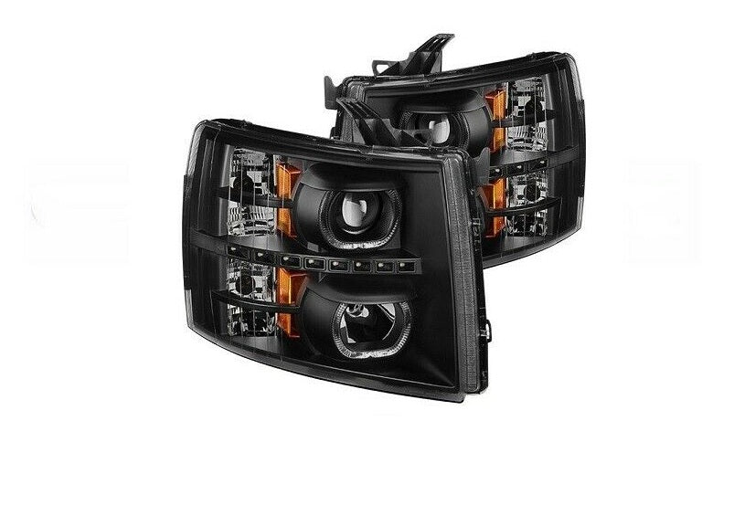 Spyder Black LED Halo Projector Head Lights for 07 - 13 Silverado 1500 - 9032189