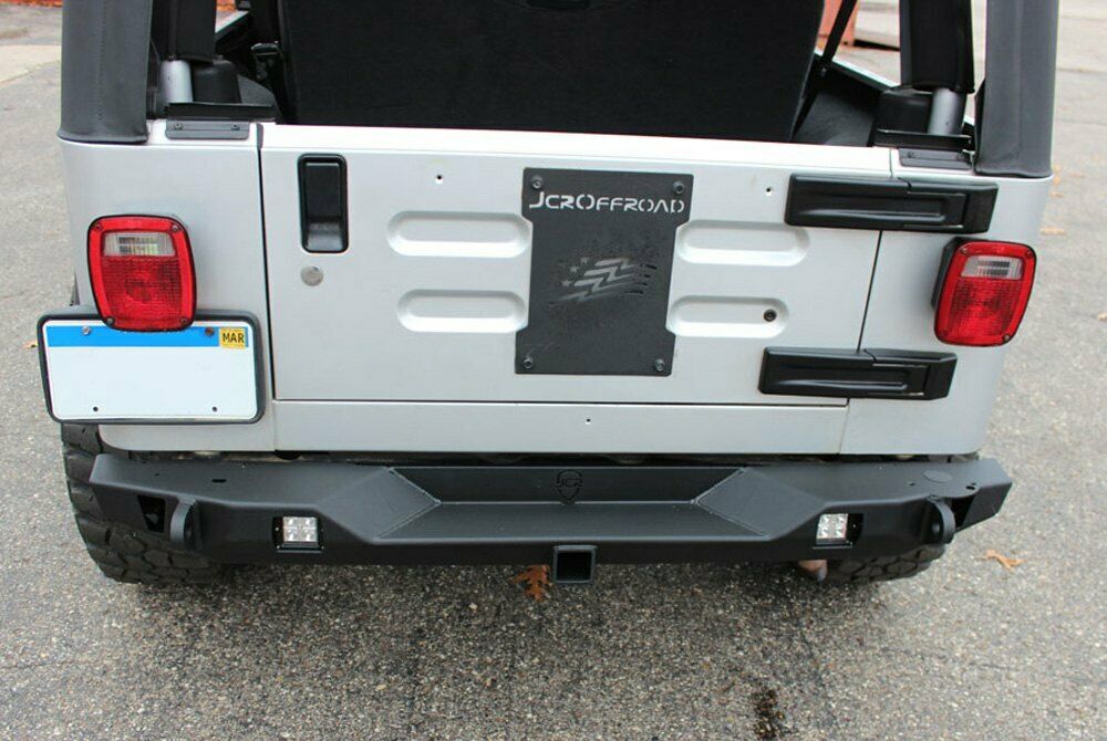 JCR Offroad Black Mid-Width Rear Bumper For Jeep CJ YJ TJ LJ 76-06 - SWBRC2-PC